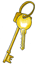 a drawing of a pair of keys